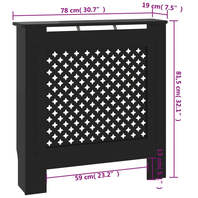 vidaXL fekete MDF radiátorburkolat 78 cm