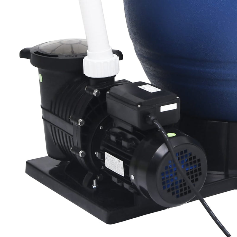 vidaXL kék-fekete homokszűrő 7-állású szeleppel, 1000 W-os szivattyúval