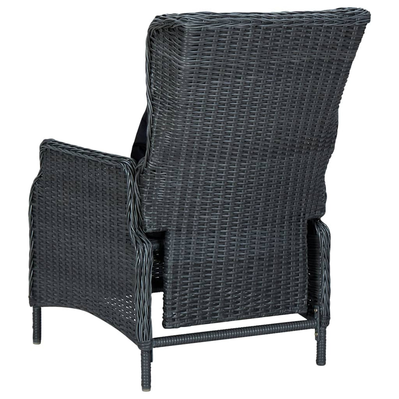 vidaXL sötétszürke dönthető háttámlás polyrattan kerti szék párnákkal