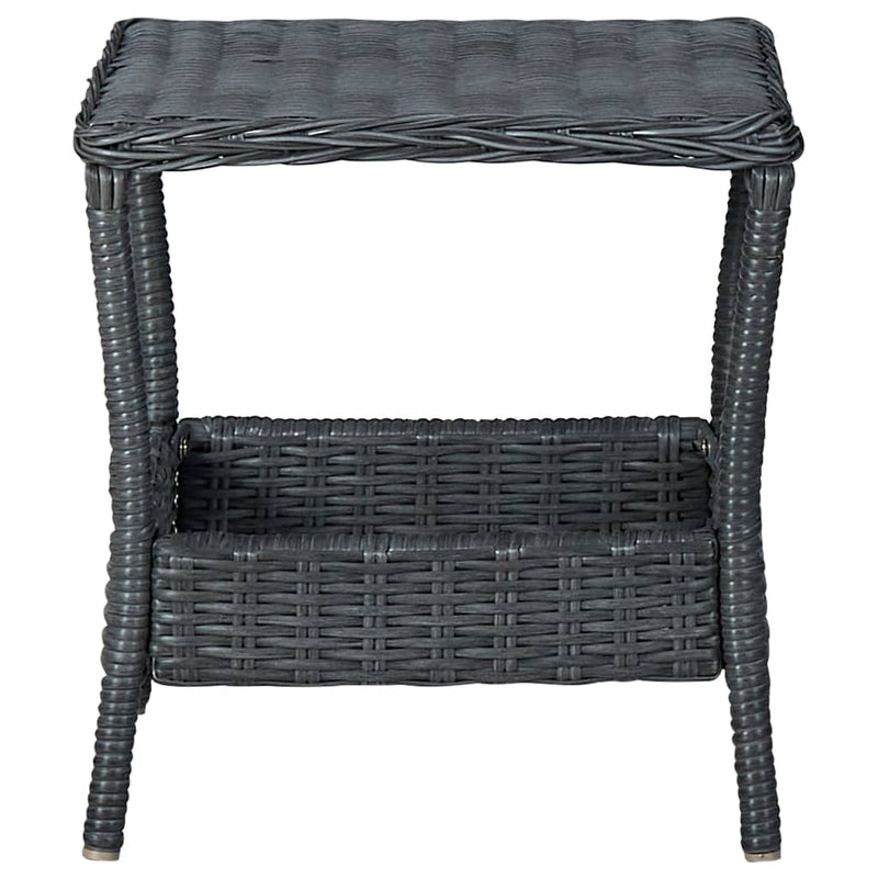 vidaXL sötétszürke polyrattan kerti asztal 45 x 45 x 46,5 cm