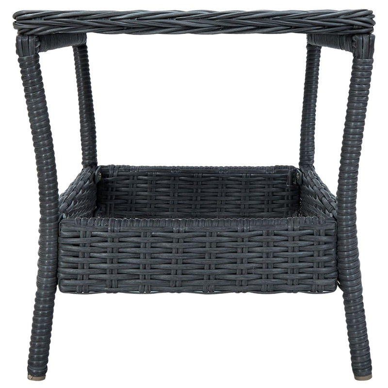 vidaXL sötétszürke polyrattan kerti asztal 45 x 45 x 46,5 cm