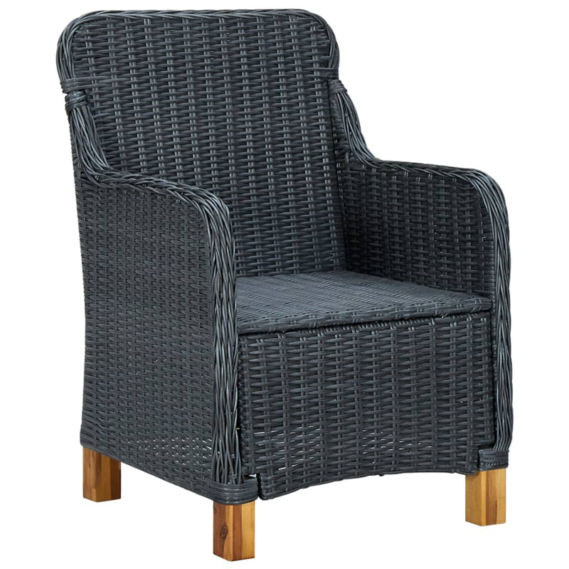 vidaXL 2 db sötétszürke polyrattan kerti szék párnával