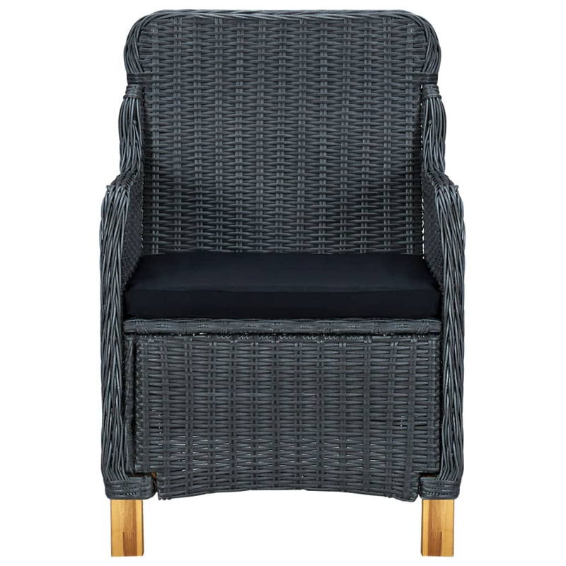 vidaXL 2 db sötétszürke polyrattan kerti szék párnával