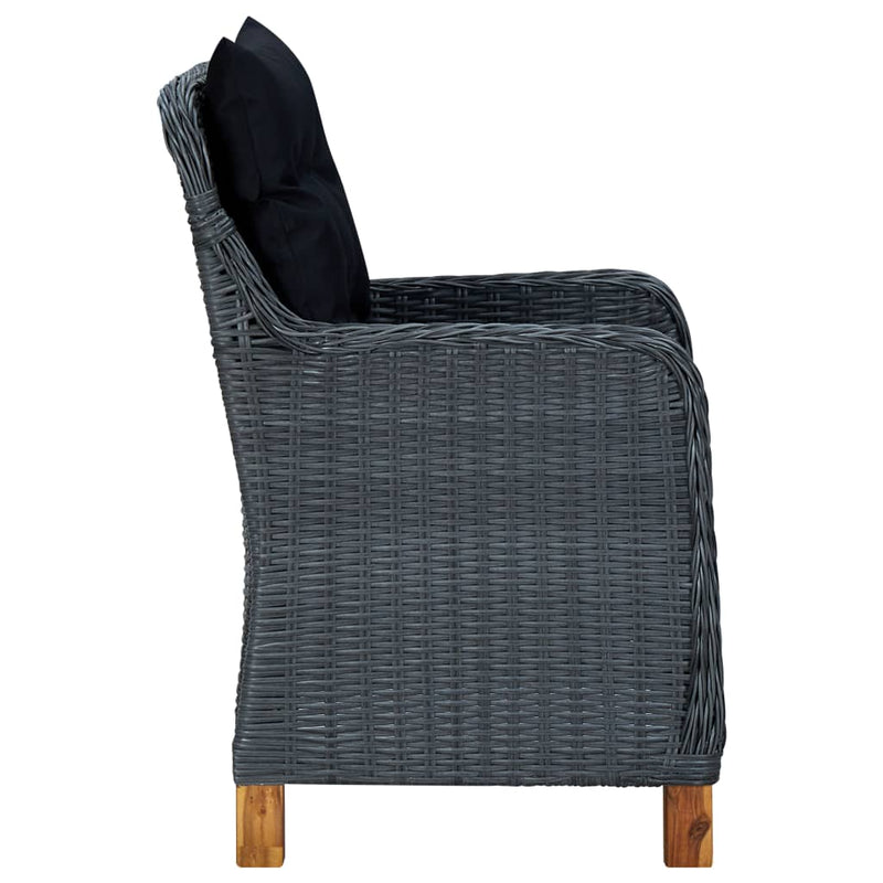 vidaXL 2 db sötétszürke polyrattan kerti szék párnával