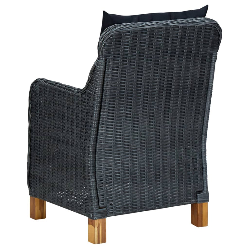 vidaXL 2 db sötétszürke polyrattan kerti szék párnával