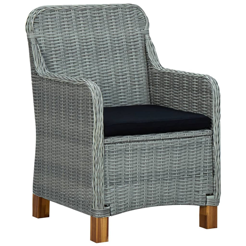 vidaXL 2 db világosszürke polyrattan kerti szék párnával