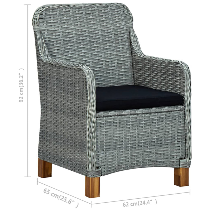 vidaXL 2 db világosszürke polyrattan kerti szék párnával