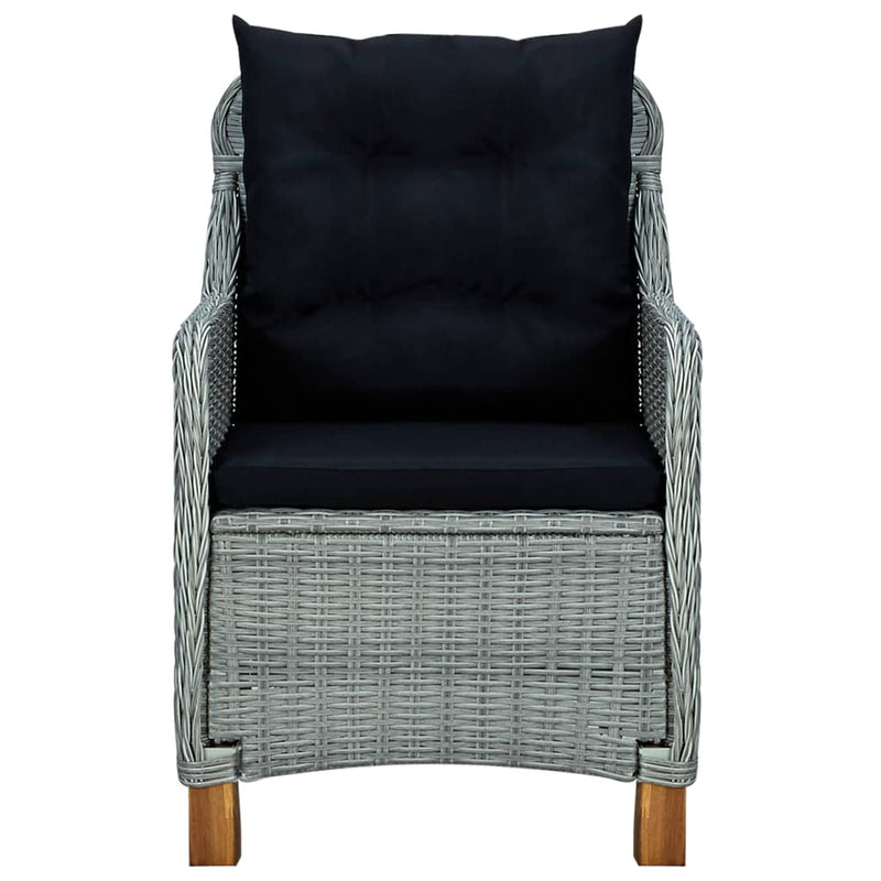 vidaXL 2 db világosszürke polyrattan kerti szék párnával