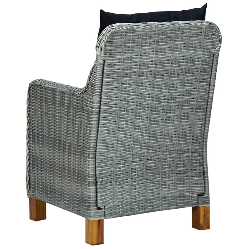 vidaXL 2 db világosszürke polyrattan kerti szék párnával