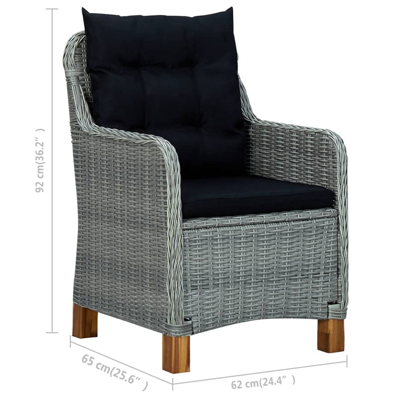 vidaXL 2 db világosszürke polyrattan kerti szék párnával