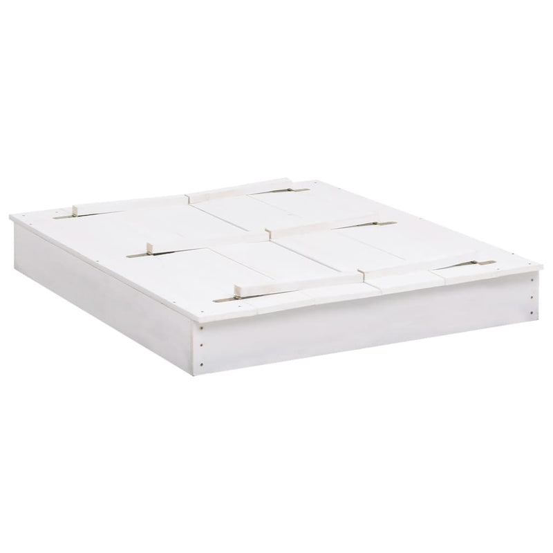 vidaXL fehér fenyőfa homokozó 95 x 90 x 15 cm