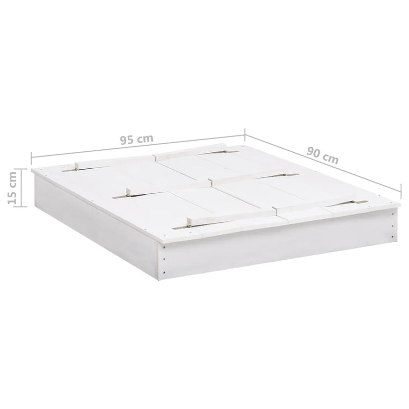 vidaXL fehér fenyőfa homokozó 95 x 90 x 15 cm