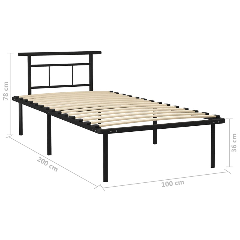 vidaXL fekete fém ágykeret 100 x 200 cm