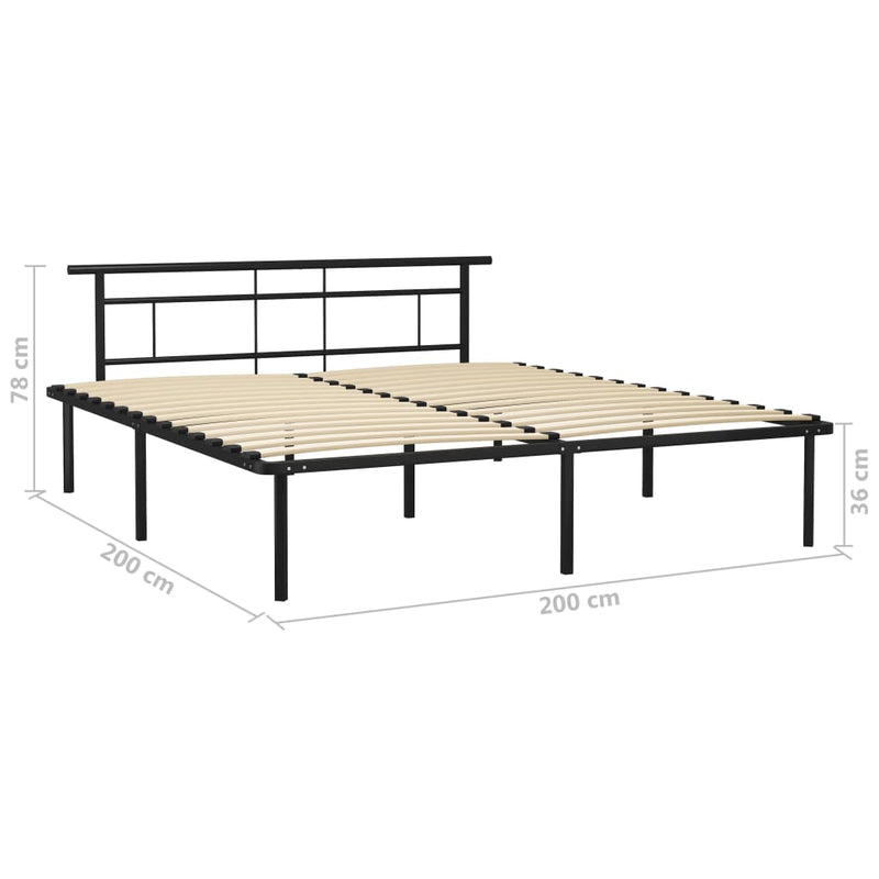 vidaXL fekete fém ágykeret 200 x 200 cm