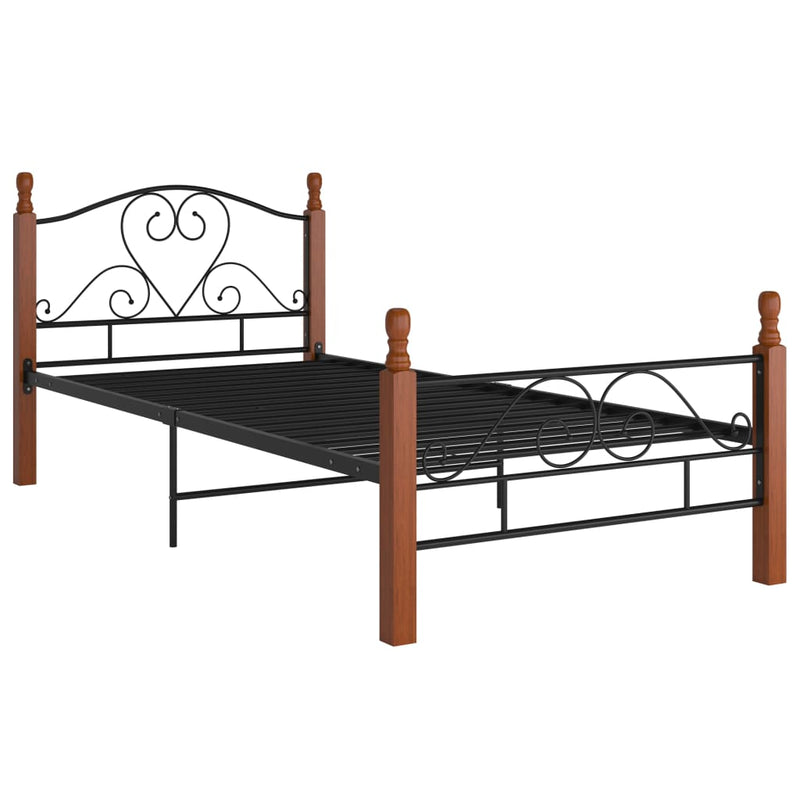 vidaXL fekete fém ágykeret 90 x 200 cm