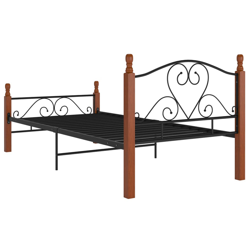 vidaXL fekete fém ágykeret 90 x 200 cm