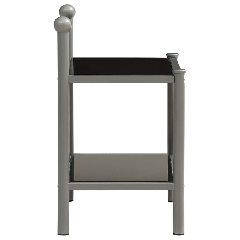 vidaXL szürke és fekete fém és üveg éjjeliszekrény 45 x 34,5 x 60,5 cm