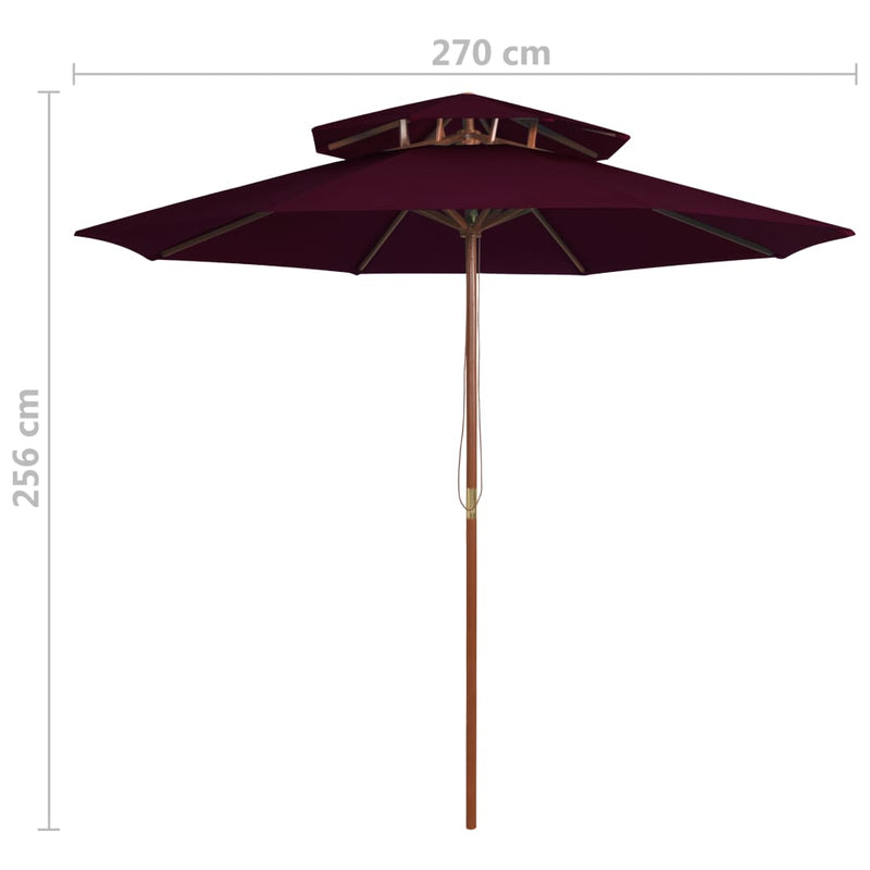 vidaXL bordóvörös kétszintes napernyő farúddal 270 cm