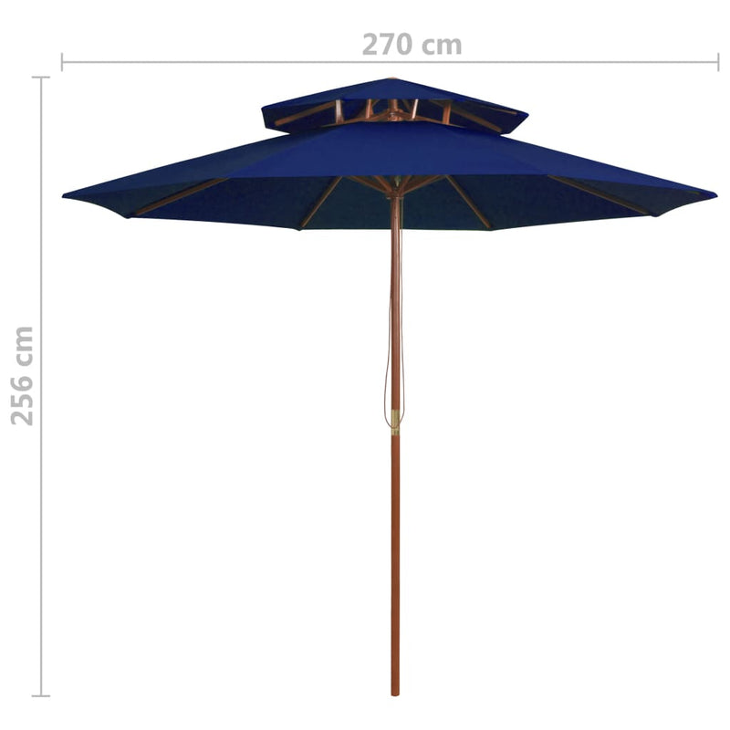 vidaXL kék kétszintes napernyő farúddal 270 cm