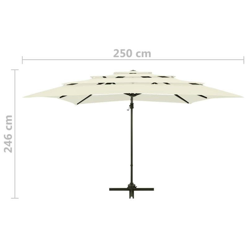 vidaXL 4 szintes homokszínű napernyő alumíniumrúddal 250 x 250 cm