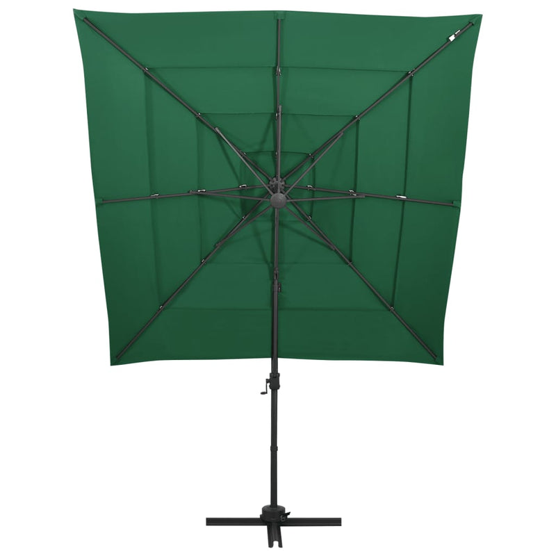 vidaXL 4 szintes zöld napernyő alumíniumrúddal 250 x 250 cm