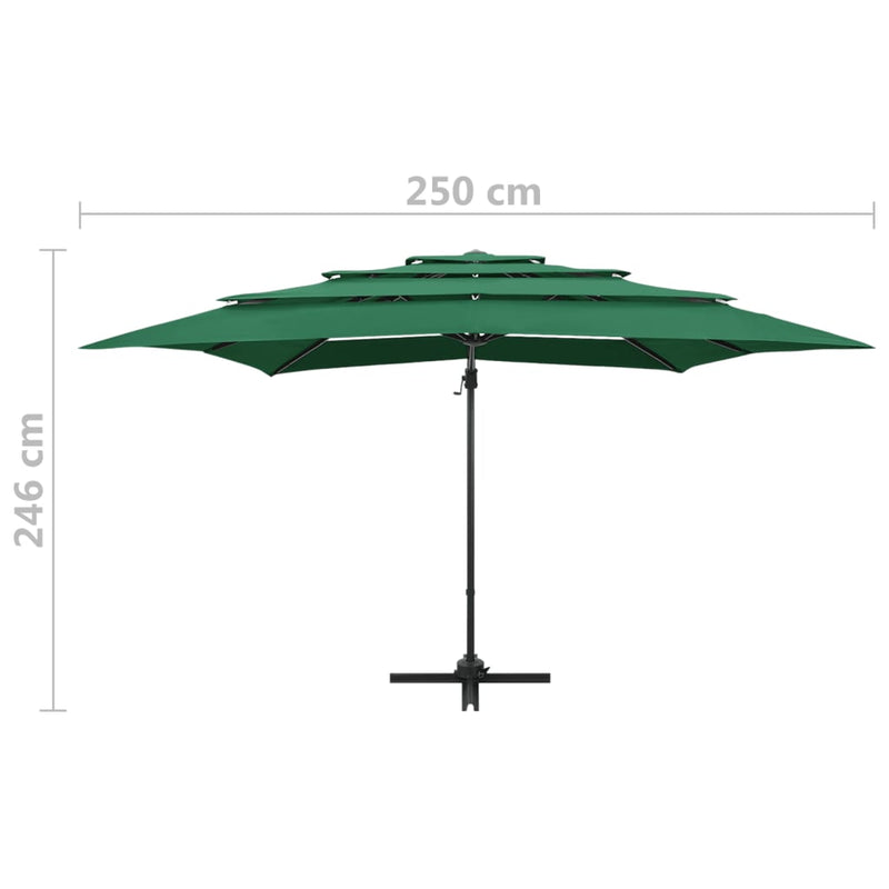 vidaXL 4 szintes zöld napernyő alumíniumrúddal 250 x 250 cm