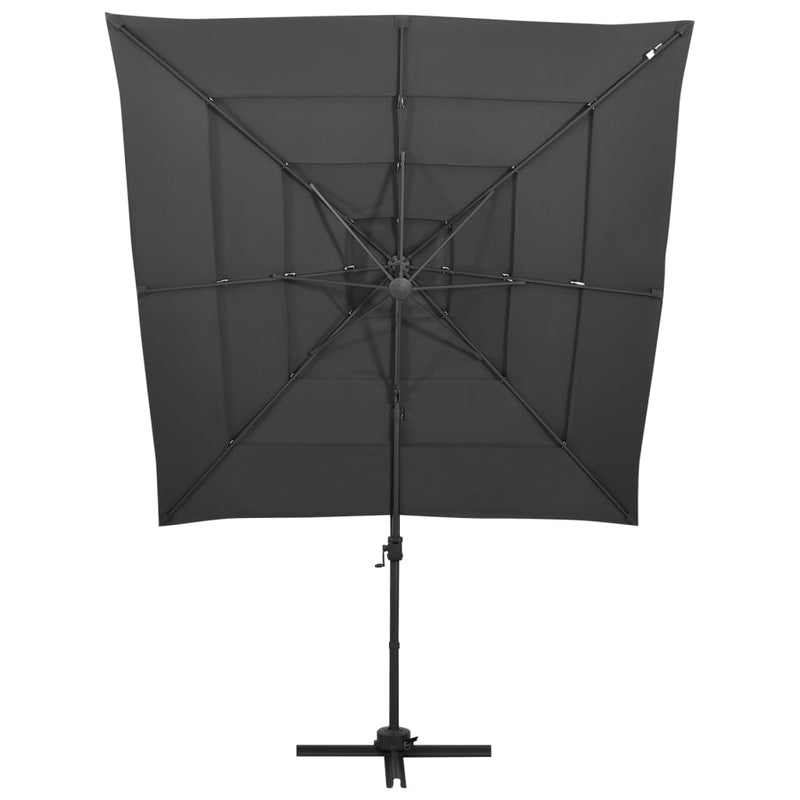 vidaXL 4 szintes antracitszürke napernyő alumíniumrúddal 250 x 250 cm