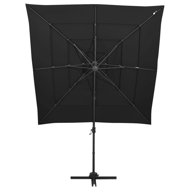 vidaXL 4 szintes fekete napernyő alumíniumrúddal 250 x 250 cm