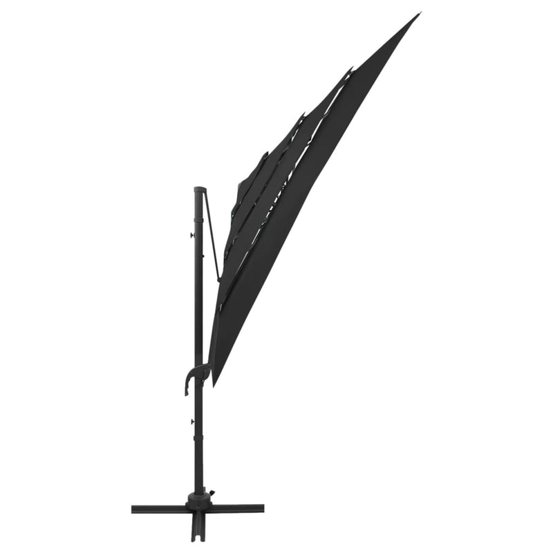 vidaXL 4 szintes fekete napernyő alumíniumrúddal 250 x 250 cm