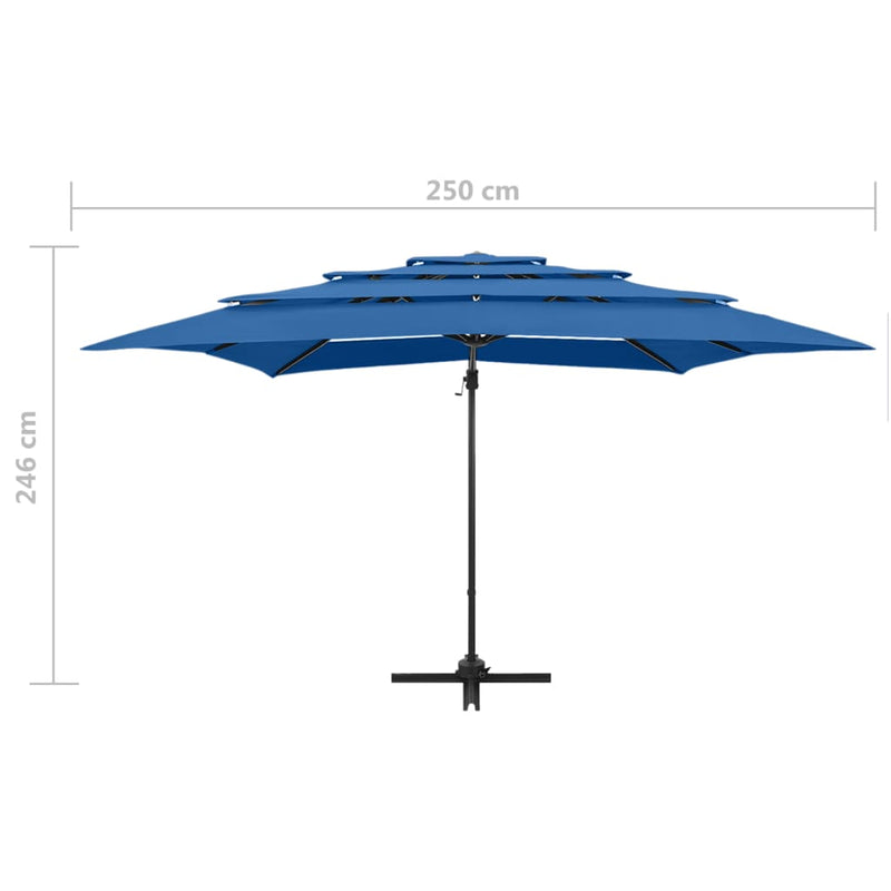 vidaXL 4 szintes azúrkék napernyő alumíniumrúddal 250 x 250 cm