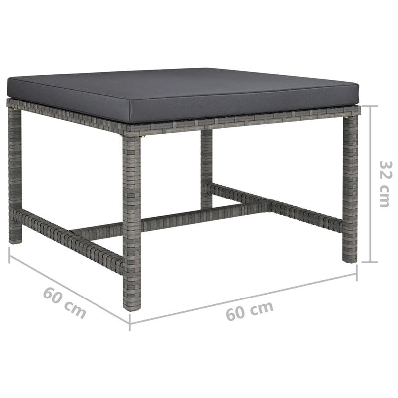 vidaXL szürke polyrattan elemes lábtartó párnával