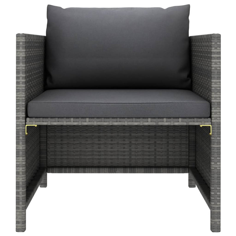 vidaXL szürke polyrattan kerti kanapé párnákkal
