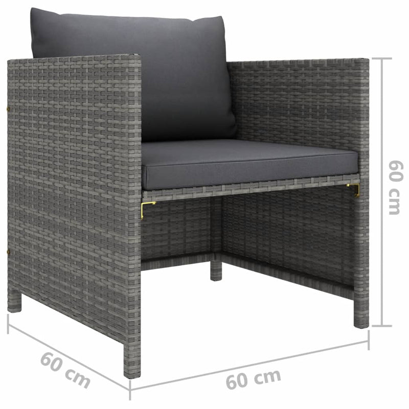 vidaXL szürke polyrattan kerti kanapé párnákkal