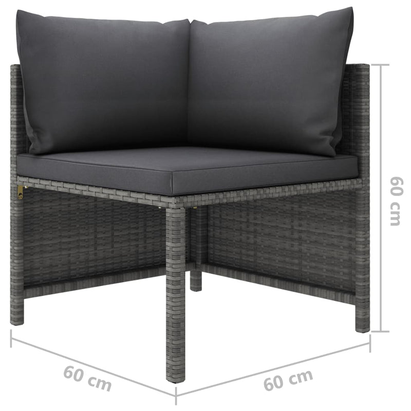vidaXL szürke kétszemélyes polyrattan kerti kanapé párnákkal