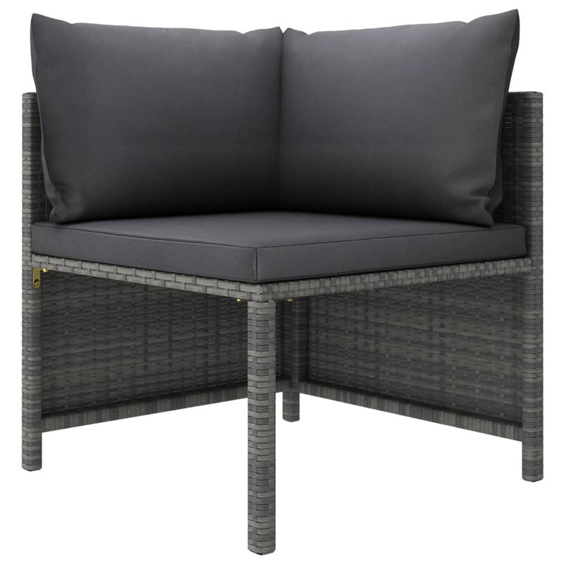 vidaXL 3 személyes szürke polyrattan kerti kanapé párnákkal