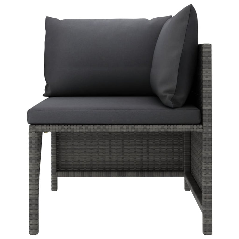 vidaXL 3 személyes szürke polyrattan kerti kanapé párnákkal