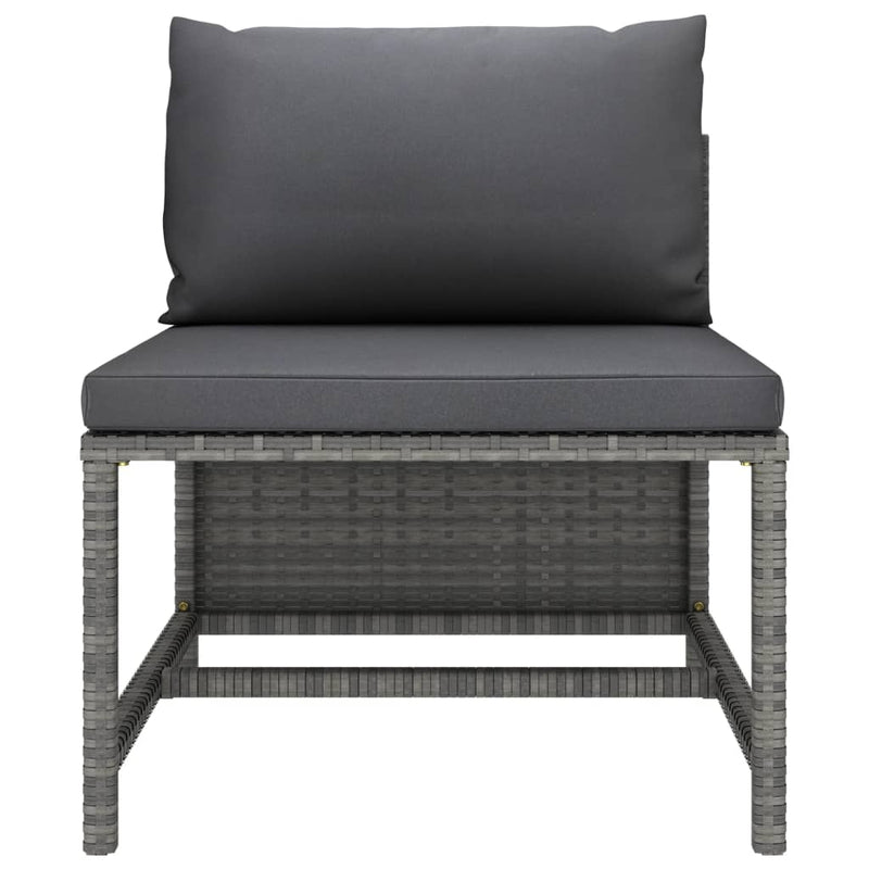vidaXL 3 személyes szürke polyrattan kerti kanapé párnákkal