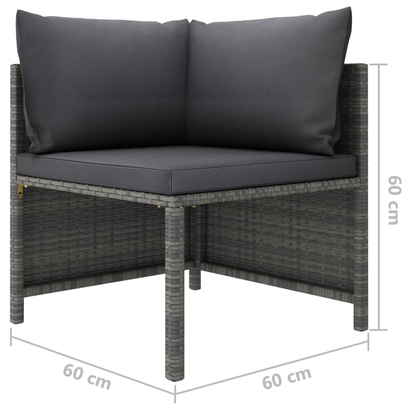 vidaXL 3 személyes szürke polyrattan kerti kanapé párnákkal