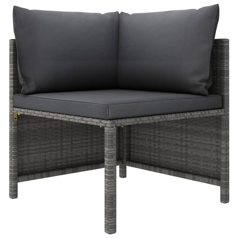 vidaXL 3 részes szürke polyrattan kerti bútorszett párnákkal