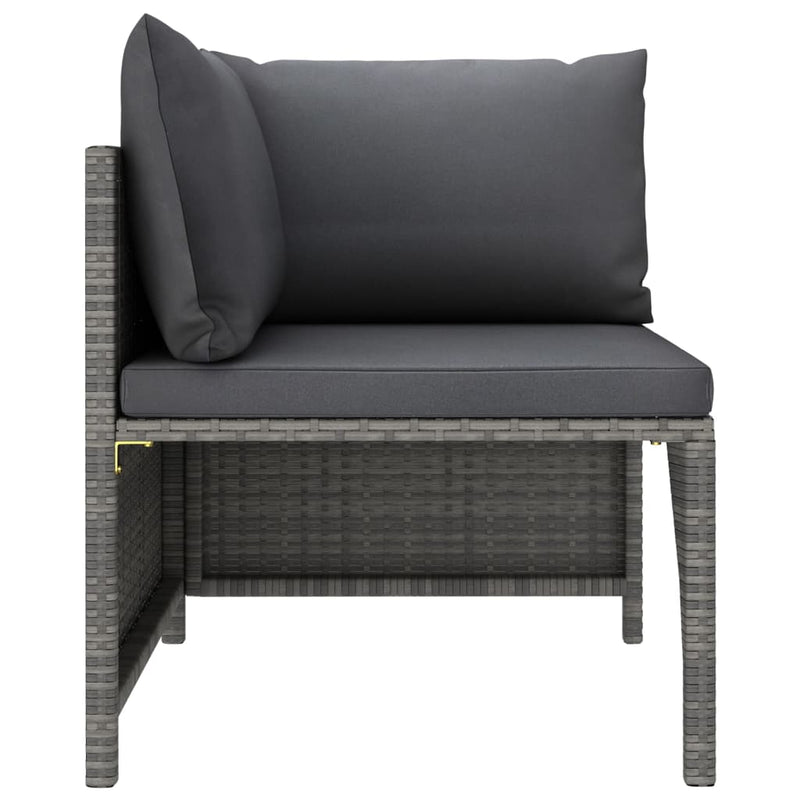 vidaXL 3 részes szürke polyrattan kerti bútorszett párnákkal