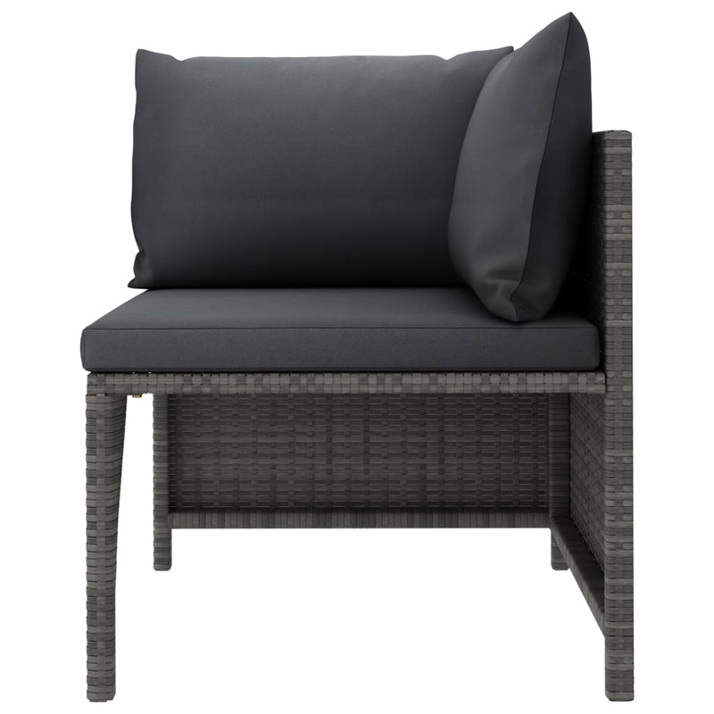 vidaXL 3 részes szürke polyrattan kerti bútorszett párnákkal