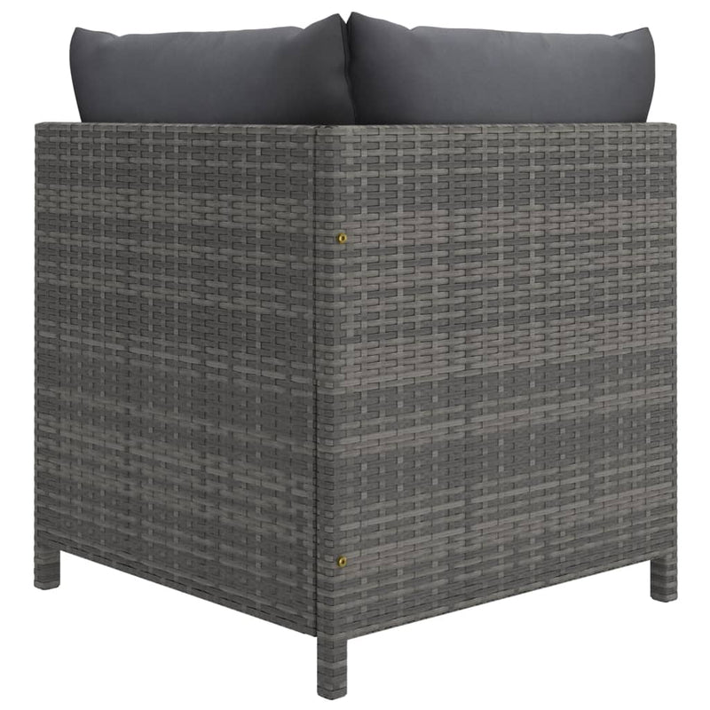 vidaXL 3 részes szürke polyrattan kerti bútorszett párnákkal
