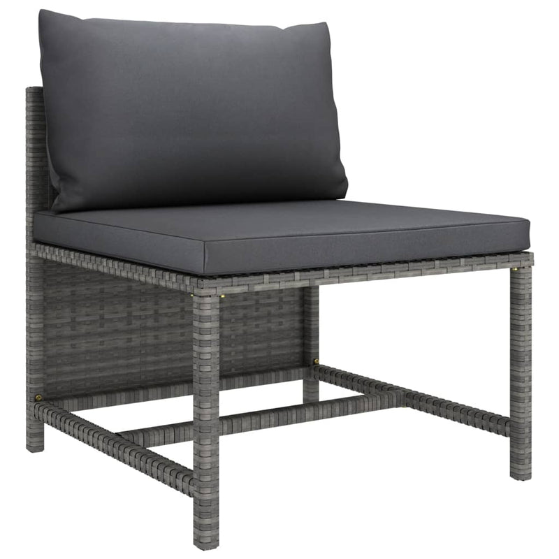 vidaXL 3 részes szürke polyrattan kerti bútorszett párnákkal