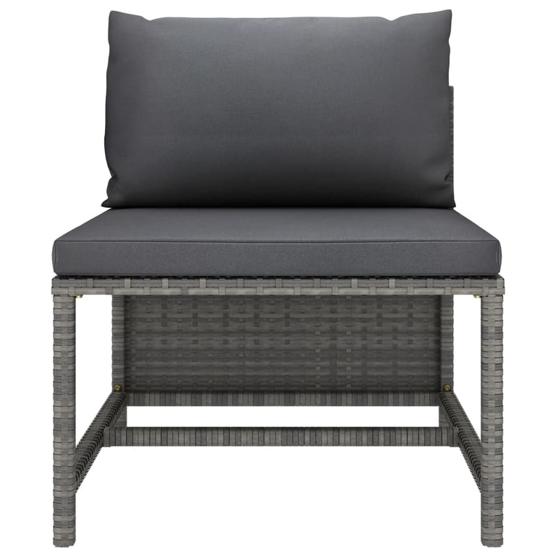 vidaXL 3 részes szürke polyrattan kerti bútorszett párnákkal