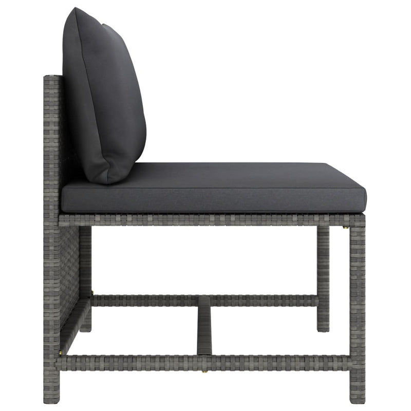 vidaXL 3 részes szürke polyrattan kerti bútorszett párnákkal