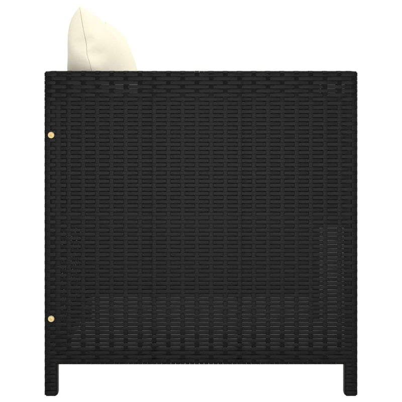 vidaXL fekete polyrattan kerti kanapé párnákkal