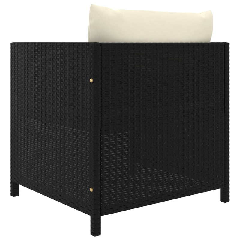vidaXL fekete polyrattan kerti kanapé párnákkal
