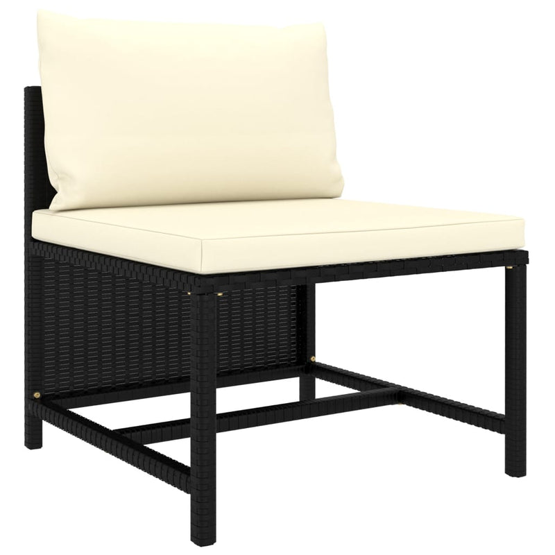 vidaXL 4 részes fekete polyrattan kerti kanapészett párnákkal