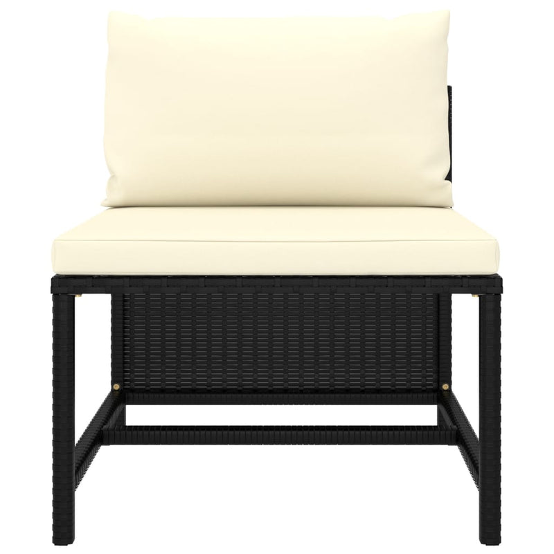 vidaXL 4 részes fekete polyrattan kerti kanapészett párnákkal