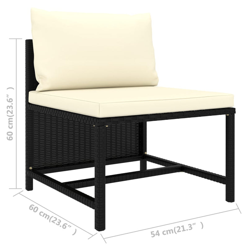 vidaXL 4 részes fekete polyrattan kerti kanapészett párnákkal